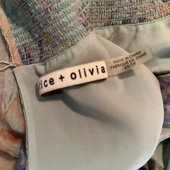 ALICE + OLIVIA *Lilian* seafoam green floral sleeveless mock neck blouse top XS - Picture 4 of 5